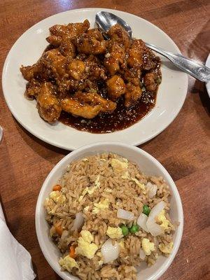 Sesame chicken with fried rice