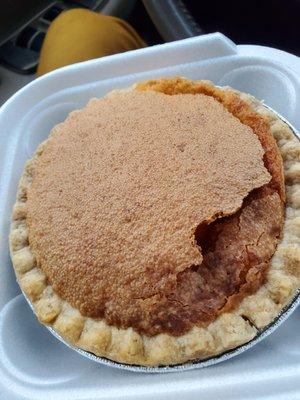 Mini chess pie, underneath that hard crust is a deliciously soft chess pie