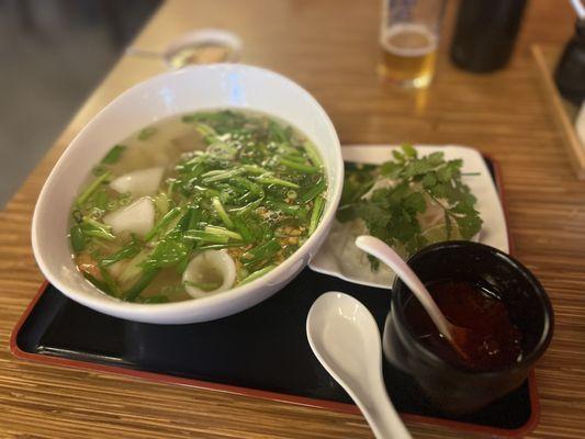 Combo udon noodle soup.