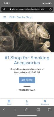 Check out our website ! https://el-rio-smoke-shop.business.site