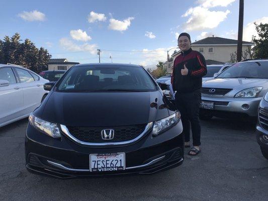 Andrew loves his CIVIC so much !! gave us 5 stars