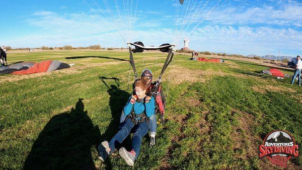 Woo hoo - soft landing in the grass!