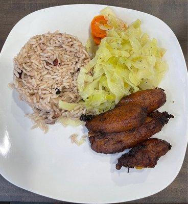 Vegan Plate (Rice & Beans, Cabbage & Plantains)