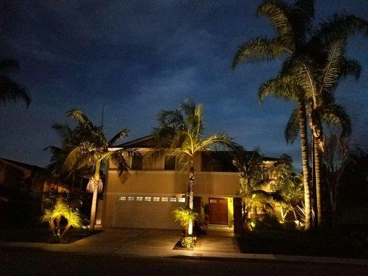 My house, beautifully lit up with Dan's lights.