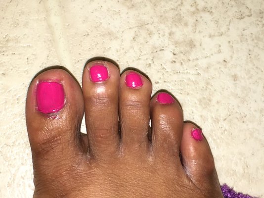 got a pedicure here earlier...this was the result. Horrible. Nice people and horrendous outcome.