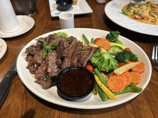 Steak meal seasoned perfectly with larb powder