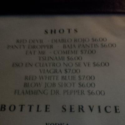 Shot Menu