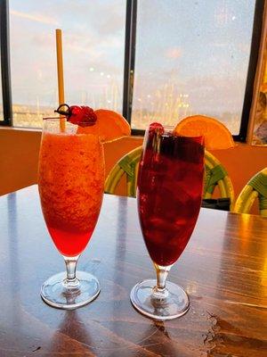 Left - Strawberry Daiquiri. Right - Sangria.