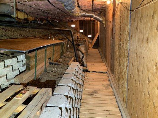 Crawlspace after cleaning, foam boards were removed, droppings were cleaned and area was deodorized.