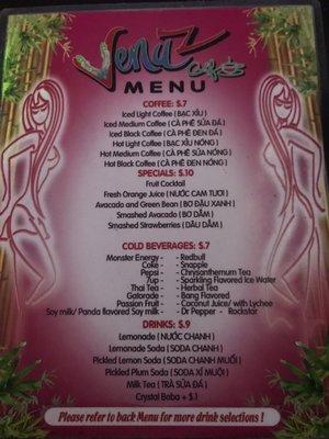 Drink menu