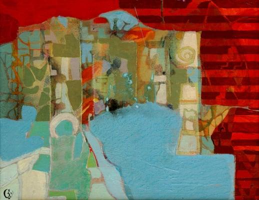 "Seaside",  (2012). by Sallie Whistler Marcucci
Acrylic paint and pastels on board.