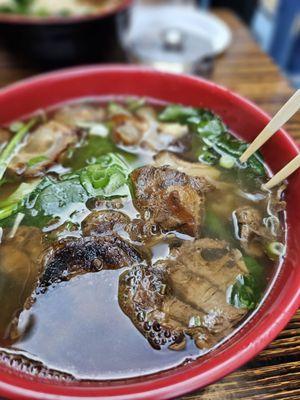 Beef and Tendon Noodle Soup. Look at the shimmer!