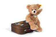 Steiff's Fynn Teddy Bear in a suitcase.