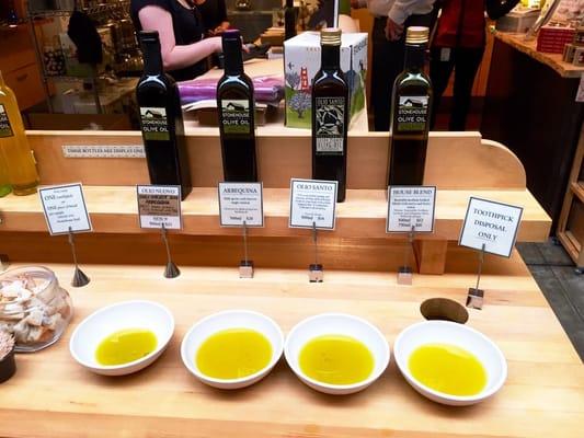 Samples of all-California harvest olive oil