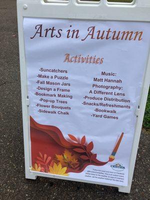 Arts in Autumn Event  9-14- 2024.