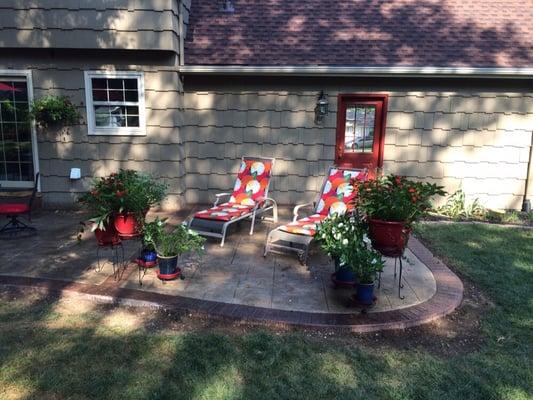 Stamped concrete patio.