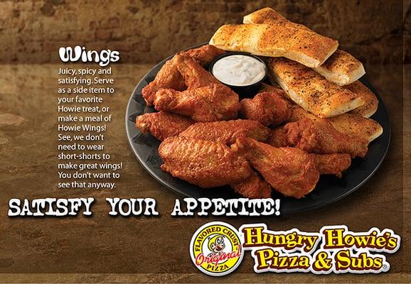 Medium, Hot and Fire Wings, with your choice of ranch or blue cheese.