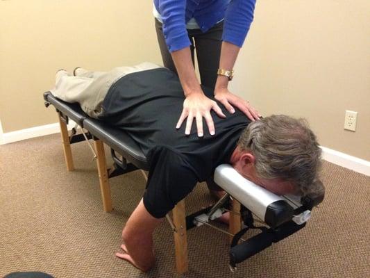 Even though this patient had neck pain, the majority of our treatment was spent promoting mobility of the upper back since bo...