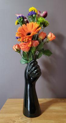 Black hand vase.