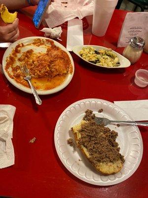 Italian Beef, manicotti and pasta salad plus a papa lotza to go!