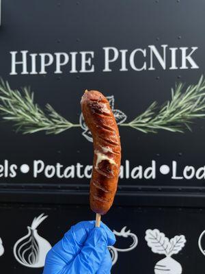 Sausage on a stick -Beef -Pork -Jalapeño & Cheese (Pork) -Jalapeño & Pepperjack (Pork) -Veggie