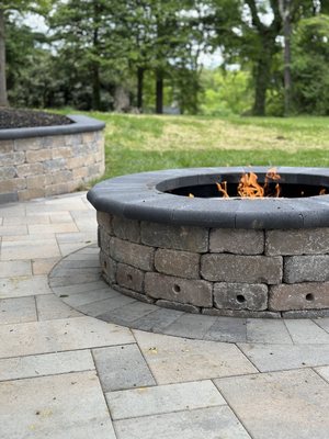 Anyone need a gas fire pit, pavers and sitting wall?  Let Us Create Your Sanctuary.