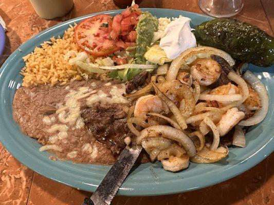 Ribeye steak and shrimp