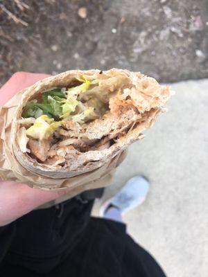 All wrap and lettuce, very little chicken. Huge disappointment.