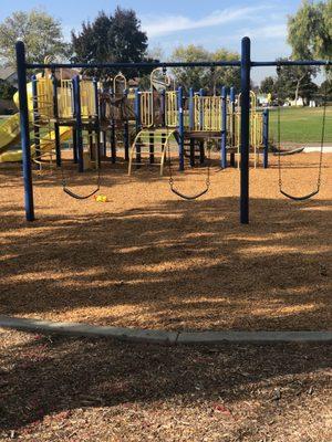 Children's play area, swings