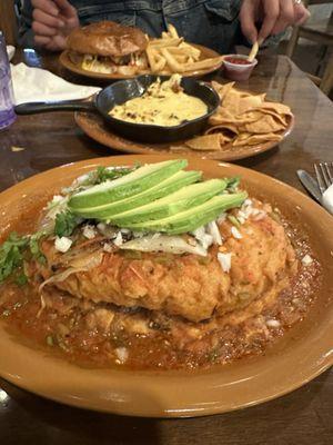 Torta, queso con chorizo, Cheeseburger