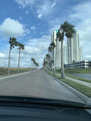 Driving up to the condo