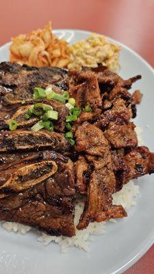 Kalbi and Spicy Pork Combo entree