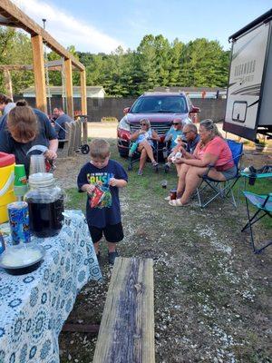 Community firepit festive meal