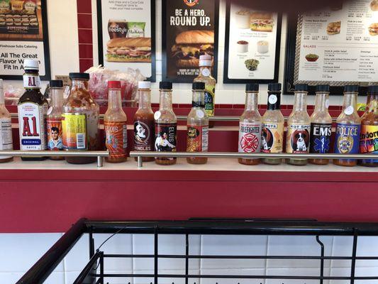 Very limited selection of hot sauces compared to other Firehouse franchises.