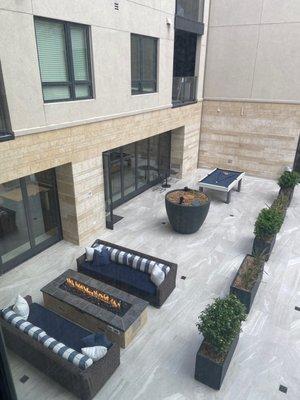 Billiards courtyard with fire pit on!