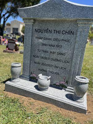 Beautiful Georgia Gray Custom Upright Monument at Lone Tree Cemetery