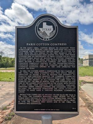 Paris Cotton Compress Historical Marker