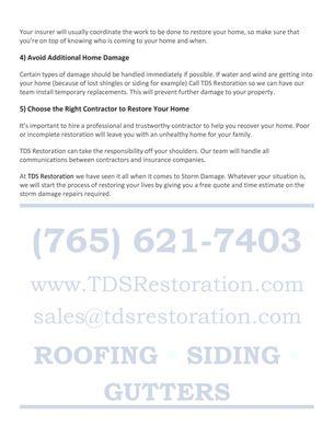 TDS can help! Give us a call (765) 621-7403 or visit our website www.tdsrestoration.com