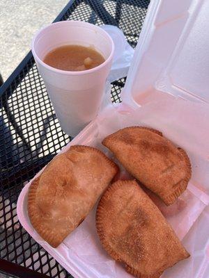 Apple cider slush, fried apple and peach pies