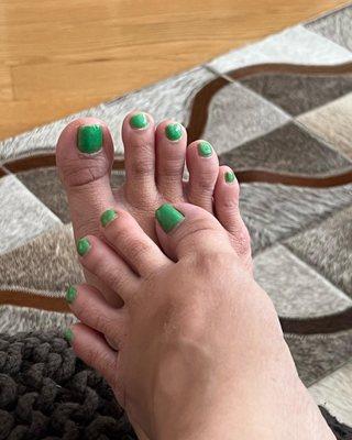 Jade green pedicure