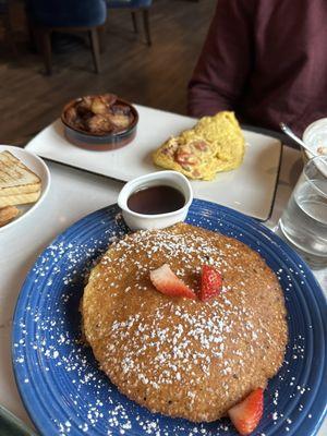 Pancakes and omelette with potatoes