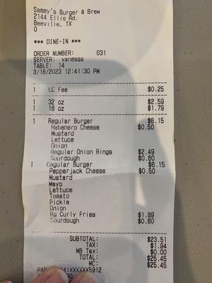 Sharing my receipt so you can see pricing. Was reasonable in our opinion and well worth it!