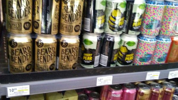 Blake's Hard Cider, "Beard Blender," and "Grizzly Pear" . . .