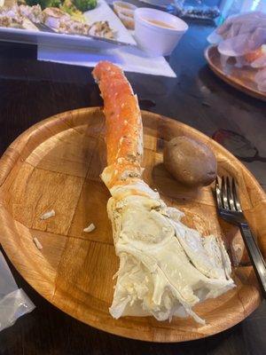 One of two king crab legs in our order