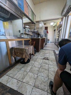 Seating view of cashier and bakery area.