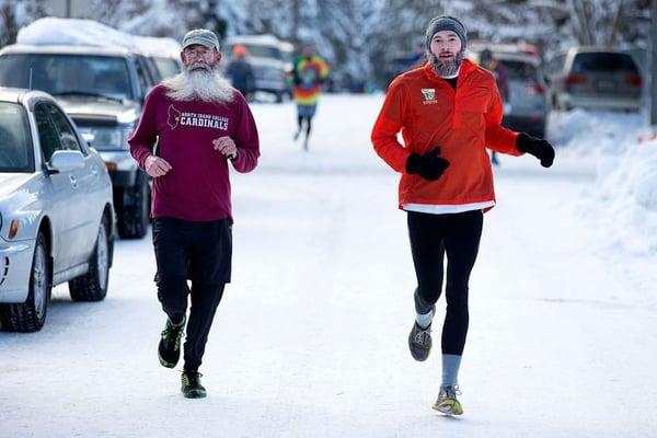 New Year's Fun Run on the shores of Lake Coeur d'Alene..in the snow.