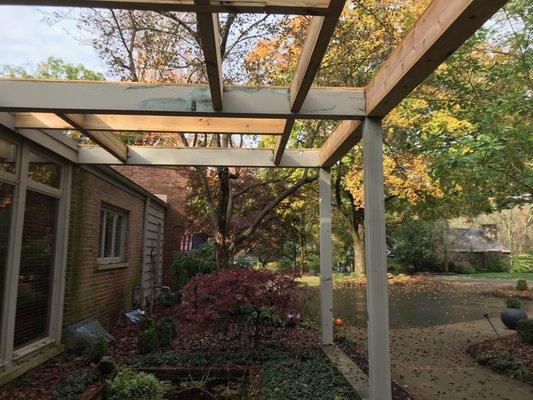 Mr. Handyman built this trellis in the Spring. The Homeowner had us back out to paint it for them.