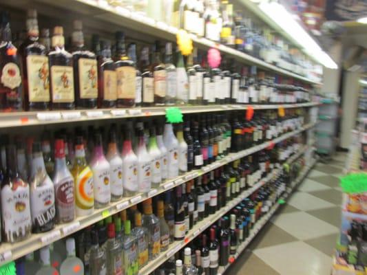 rows of liquor bottles