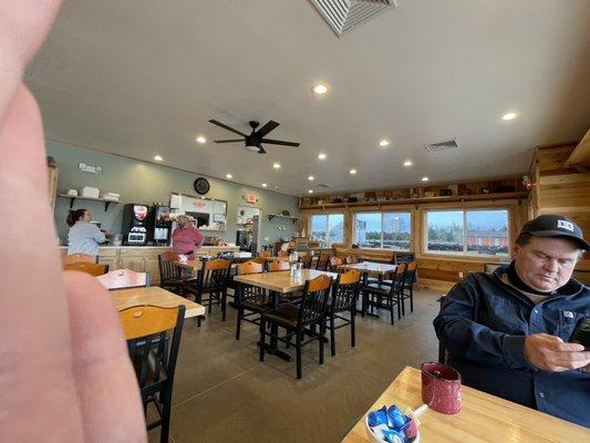 Serving counter and window and a pretty good shot of the dining room!