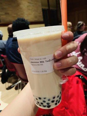 Large jasmine milk tea (sponsored by my friend Vee)